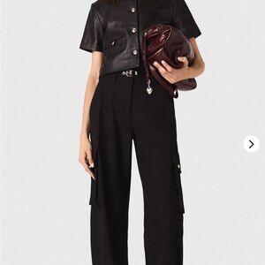 Maje 34 Black Wide-Leg Cargo Pants - Women's